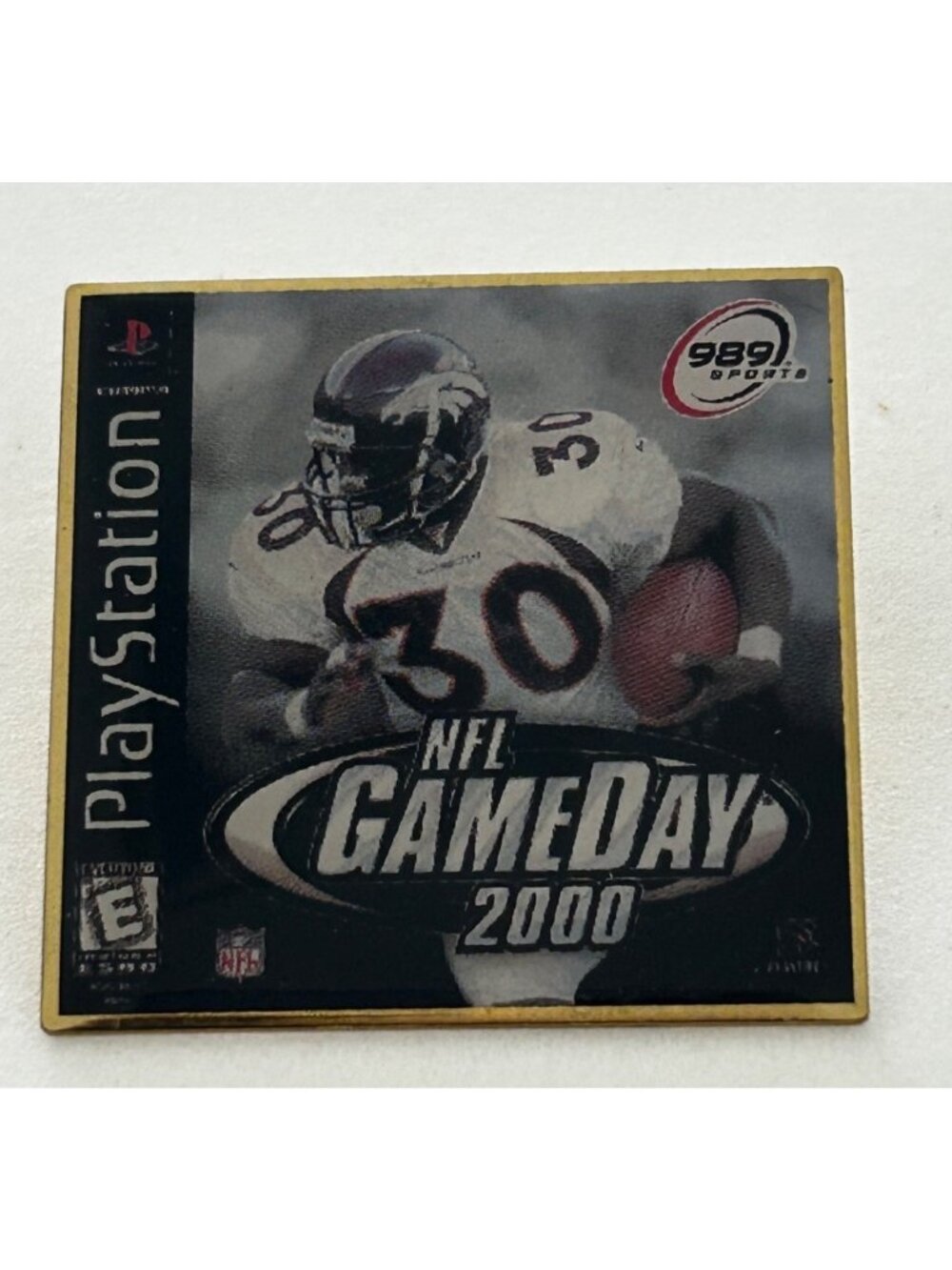 NFL GameDay 2000 PlayStation Enamel Pin Square Gold Back 1999 Peter David